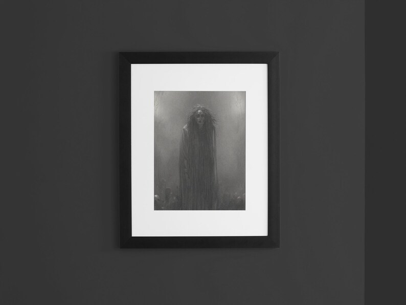 The Old Hag - Digital Art Download - Black and White Gothic - Legend and Folklore image 2