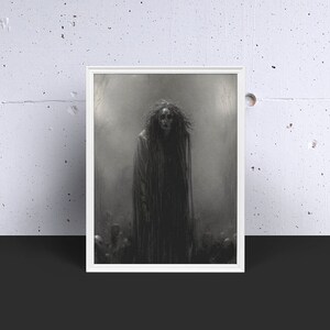 The Old Hag - Digital Art Download - Black and White Gothic - Legend and Folklore image 3