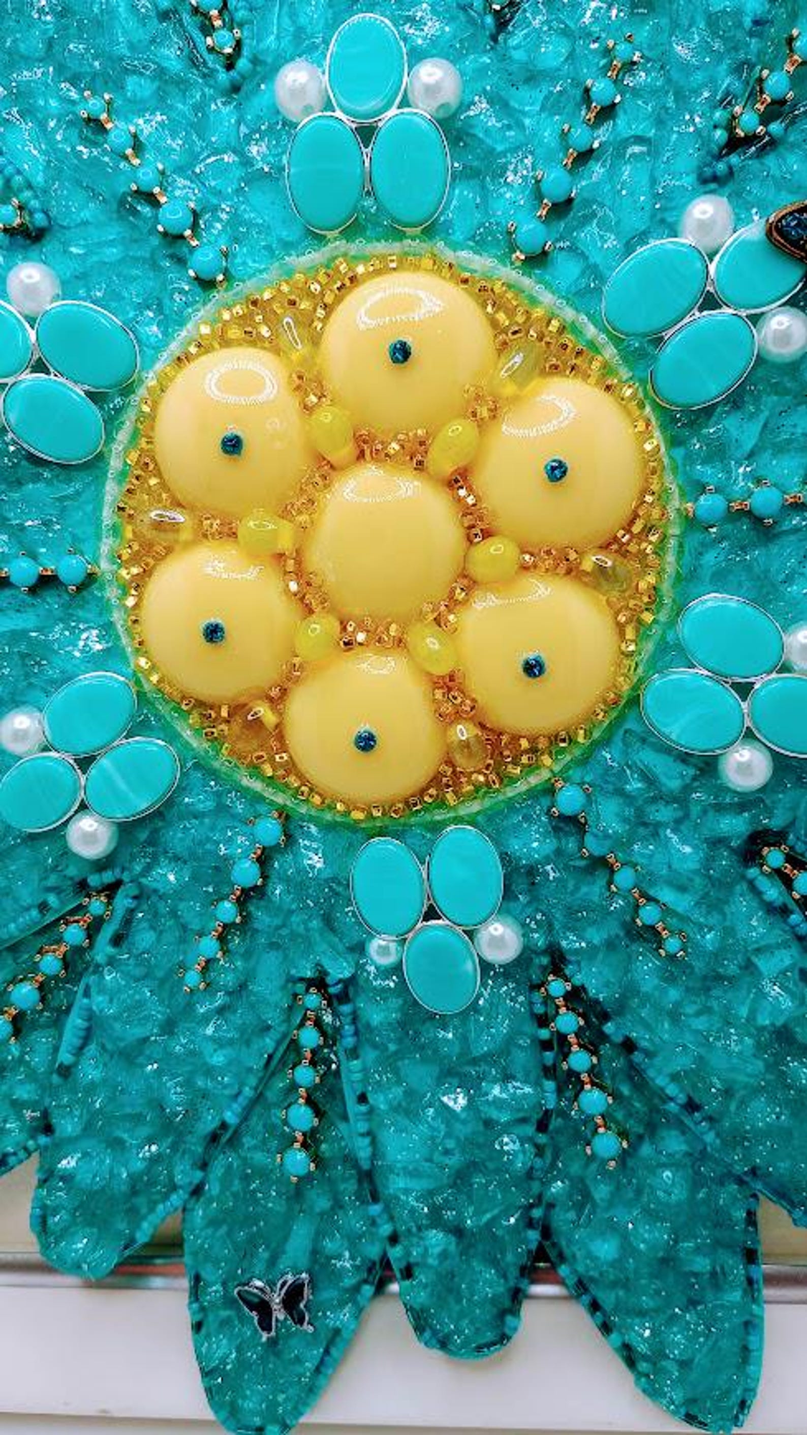 Blue Daisy Mixed Media Mosaic Etsy