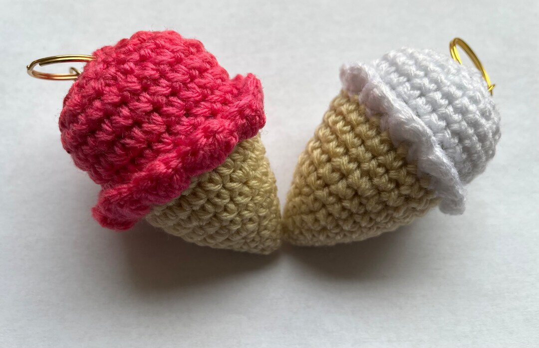 Ice Cream Cone Keychain Small Crochet Etsy