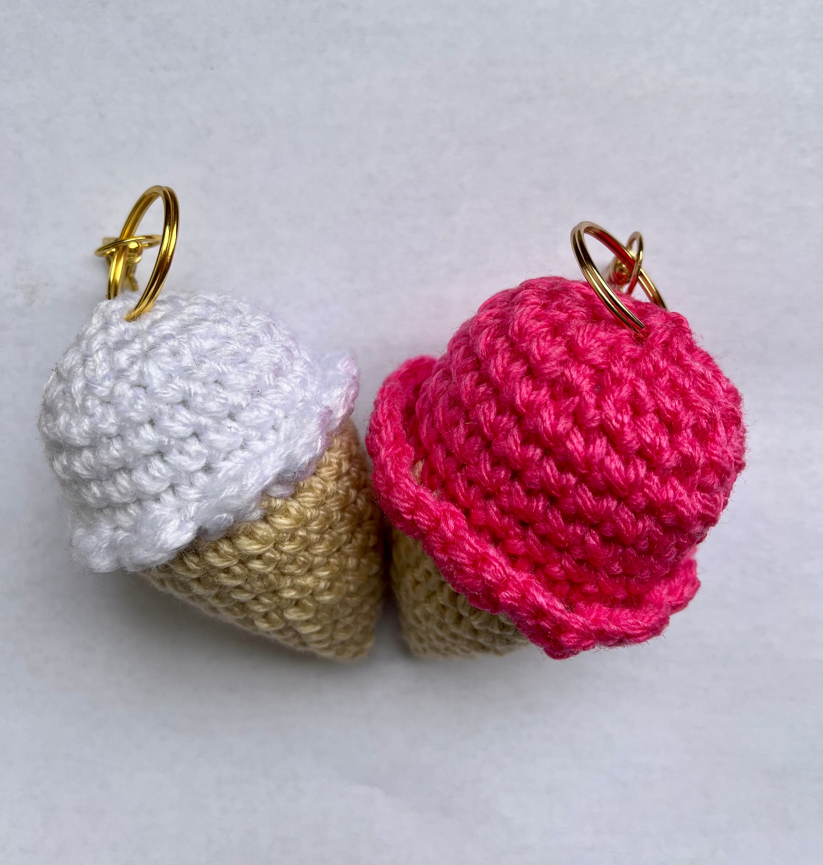Ice Cream Cone Keychain Small Crochet Etsy