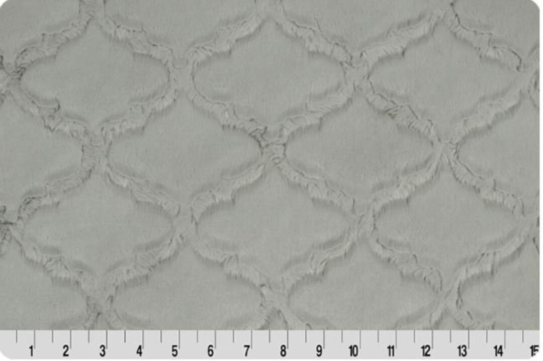 Silver Minky, Luxe Cuddle Lattice Silver Minky, Gray Lattice Minky