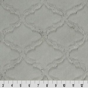 Silver Minky, Luxe Cuddle Lattice Silver Minky, Gray Lattice Minky Fabric, Silver Embossed Minky, 12mm pile, Minky Fabric by the yard,