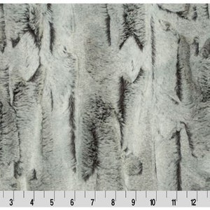 Silver Fox Sterling/Black Luxe Cuddle from Shannon Fabric, Lux Cuddle Silver/black, Silver black Minky Fabric by the yard, Pile 10mm, Fur