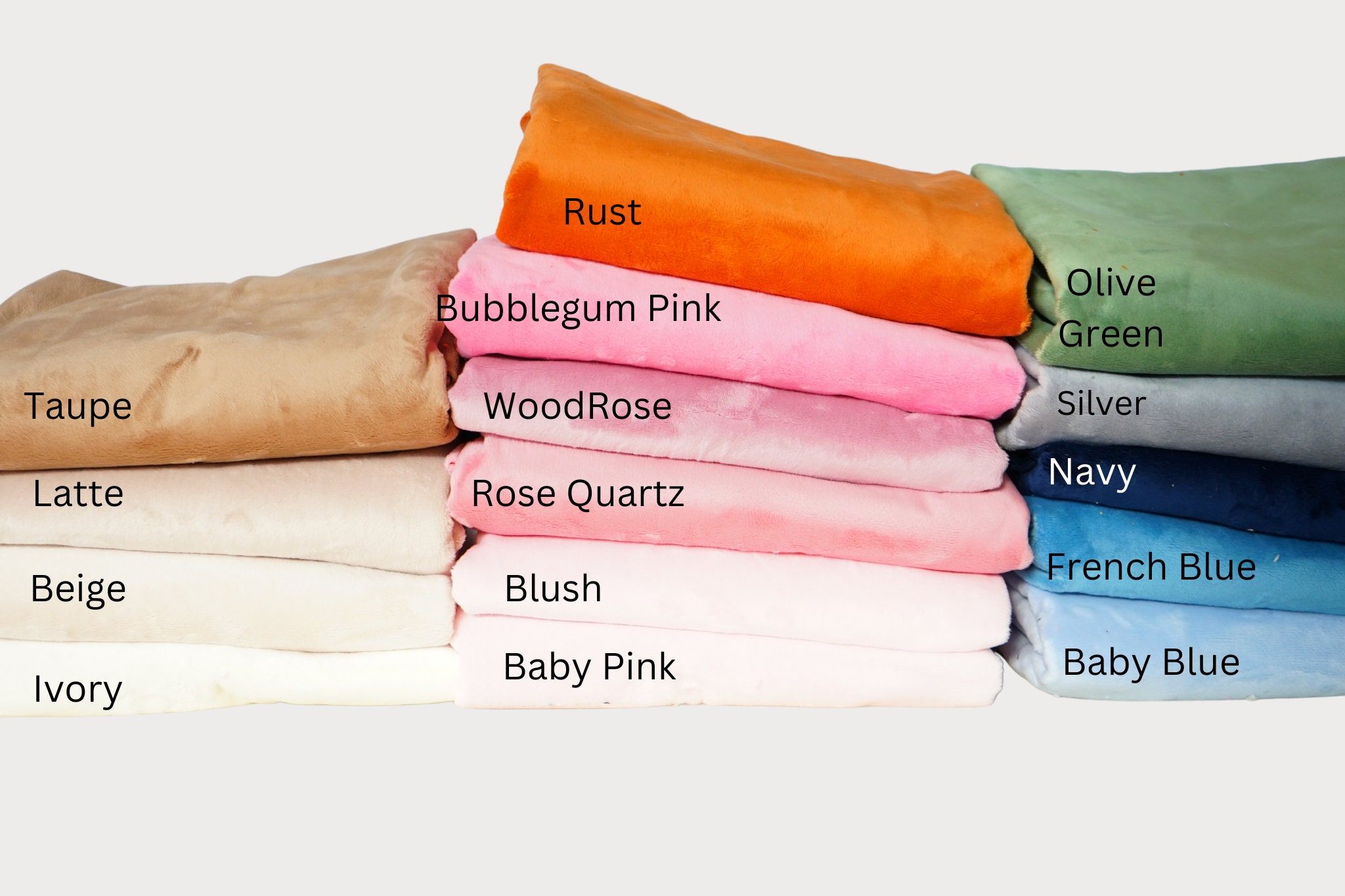 Minky Solid Baby Soft Fabric 48 COLORS 58/60 Width Sold by the