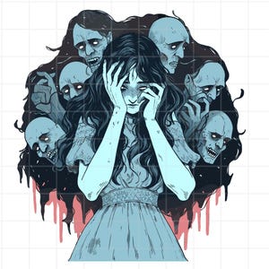 Gothic Halloween Png, Wicked Spirts Clipart, Voci Pazze e Inorridite Possedute, Design Maglietta Digitale Sublimazione, Amanti Dell'horror, Spaventoso