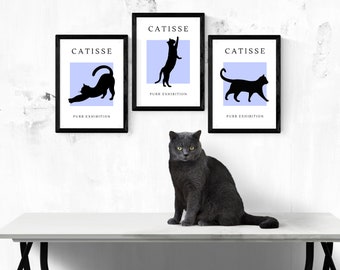 Cat Wall Art Set de 3 Matisse Minimal Wall Art Poster Gift * Téléchargement numérique *