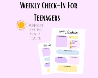 Weekly Check-In For Teenagers / Teen Feelings / Mental Health Check-In / Journal / Teen Check In / School Psychologist / Self Care Journal