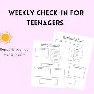 Weekly Check-In For Teenagers / Teen Feelings / Mental Health Check-In / Journal / Therapy Tools / Mental Wellness