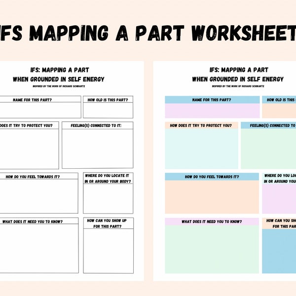 Internal Family Systems Mapping A Part Worksheet / IFS Part Mapping / Mental Health / Counseling Tools / Therapy Printable / Parts Work