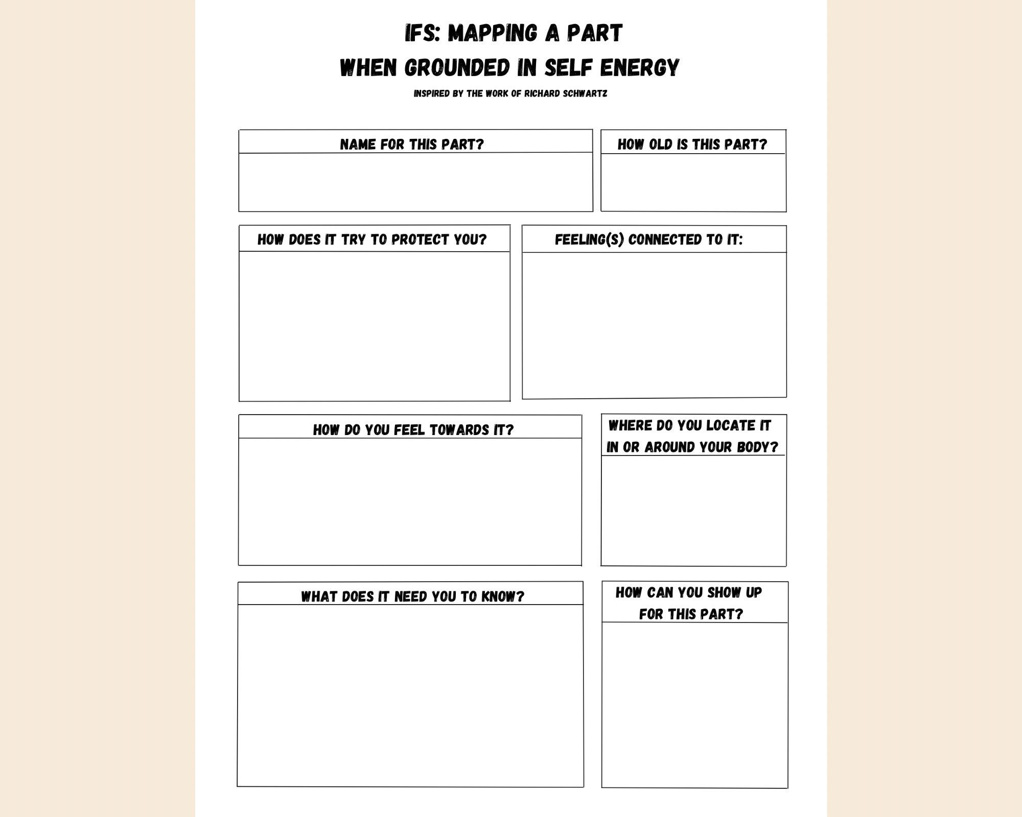 Internal Family Systems Mapping A Part Worksheet / Internal Family Systems Worksheet