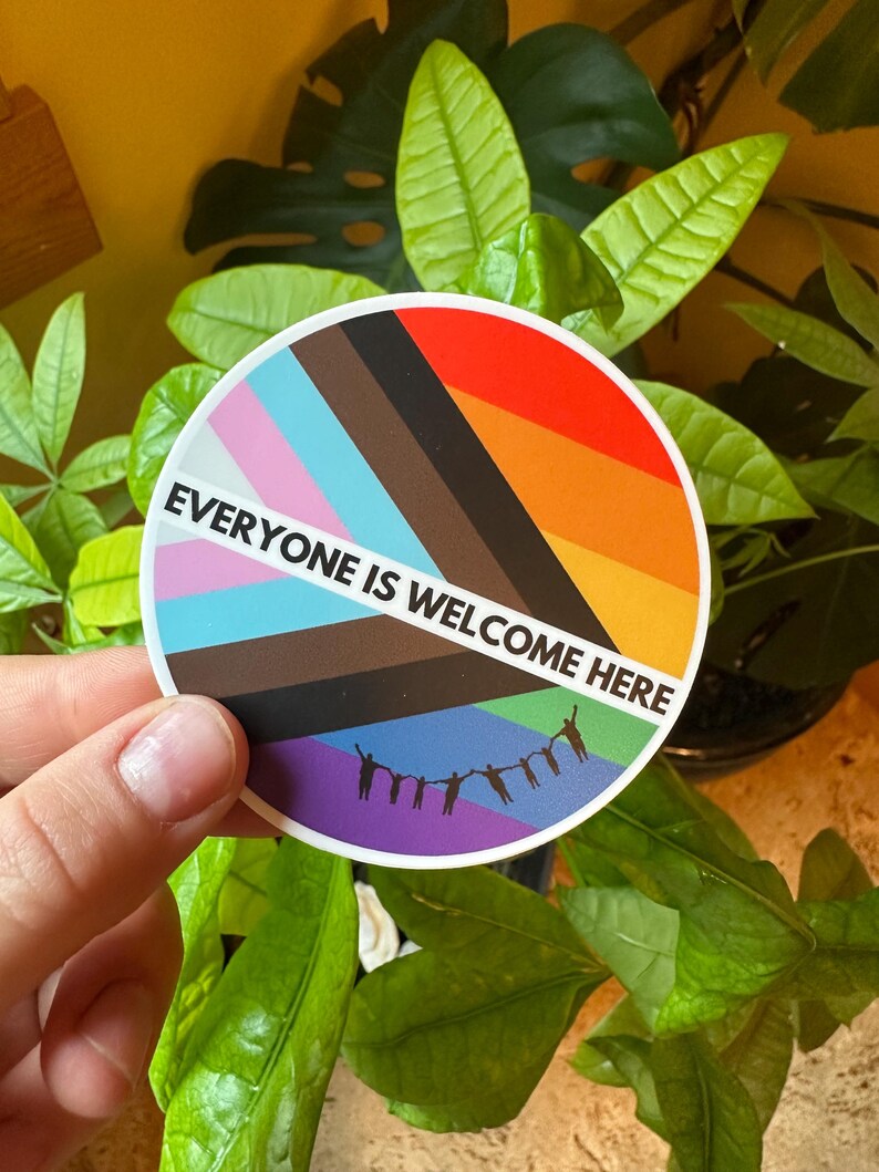 Everyone is Welcome Here Sticker: Inclusive Pride Vinyl Sticker - Etsy