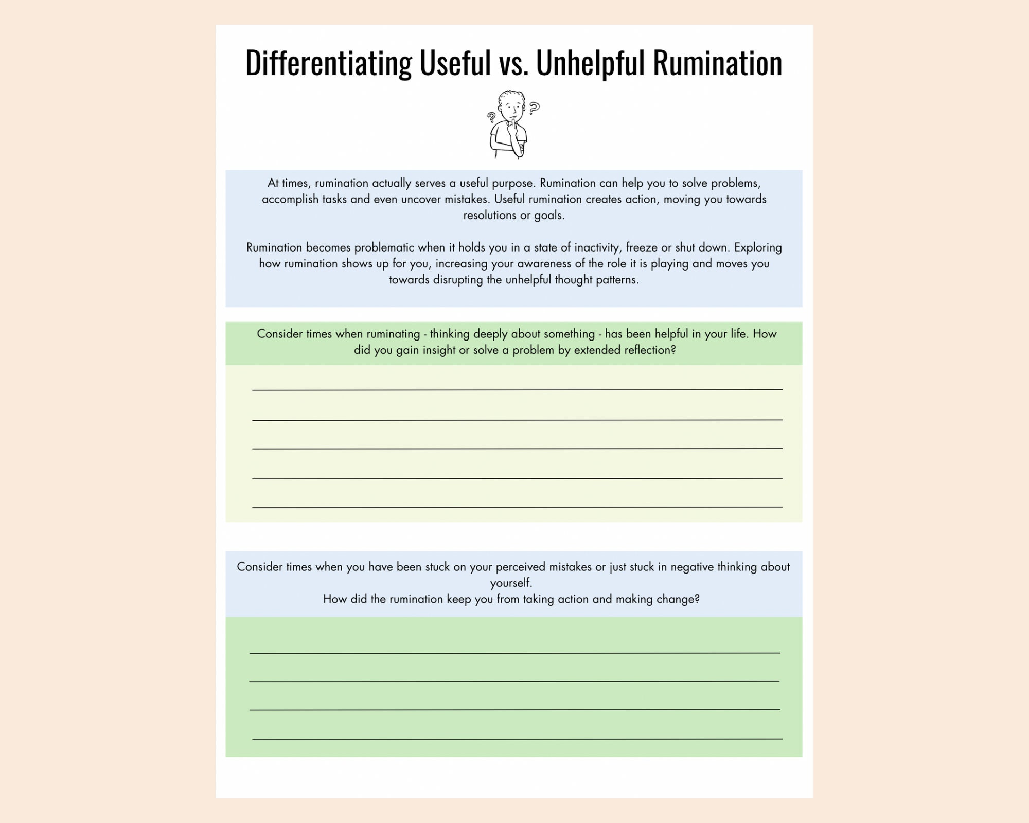 Disrupting Rumination Worksheets / Strategies for Responding to