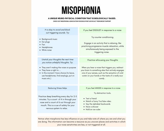 Misophonia Coping Skills Handout: Therapist Self-Help (Digital Download)