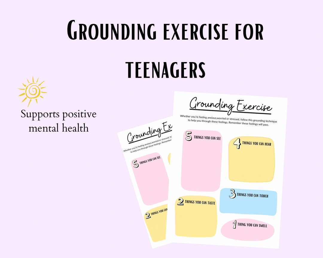 Grounding Exercise for Teenagers, Therapy Worksheet, Teen Counselling