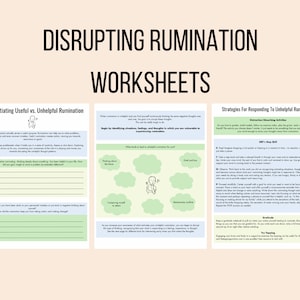 Hojas de trabajo para interrumpir la rumia / Estrategias para responder a la rumia inútil / Patrones de pensamiento inútiles / Diario de depresión