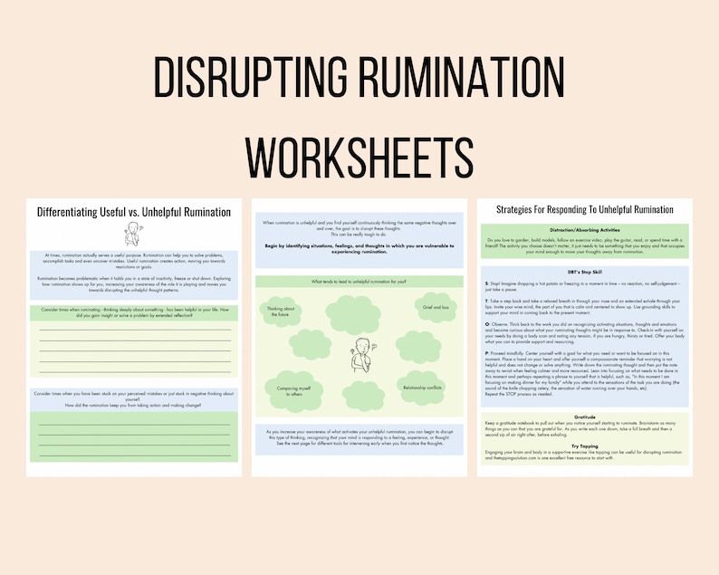 Disrupting Rumination Worksheets / Strategies for Responding to ...