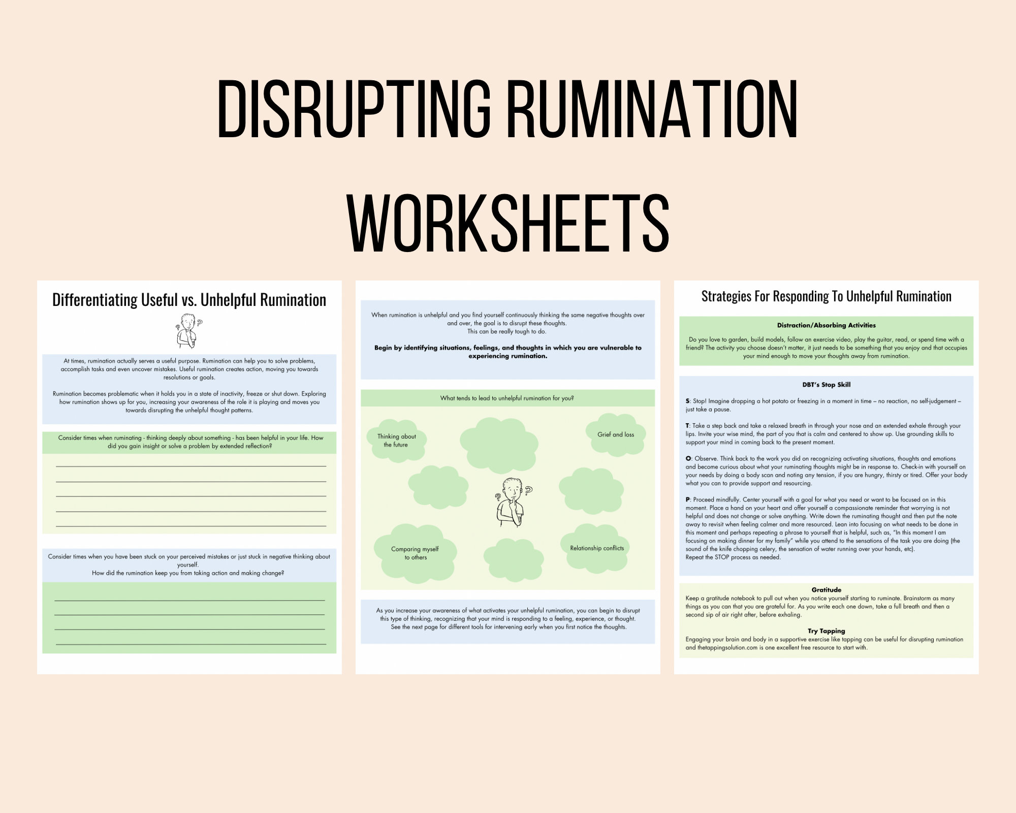 Disrupting Rumination Worksheets / Strategies for Responding to