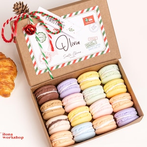 Seifen-Macarons handgemacht Personalisierte frohe Weihnachten Geschenkbox für Schwester Ausgefallene Idee Gastgeschenke für Freunde Geschenkkorb für Töchter