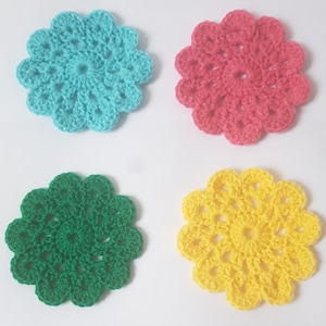 Under glass, under cup in crochet flower