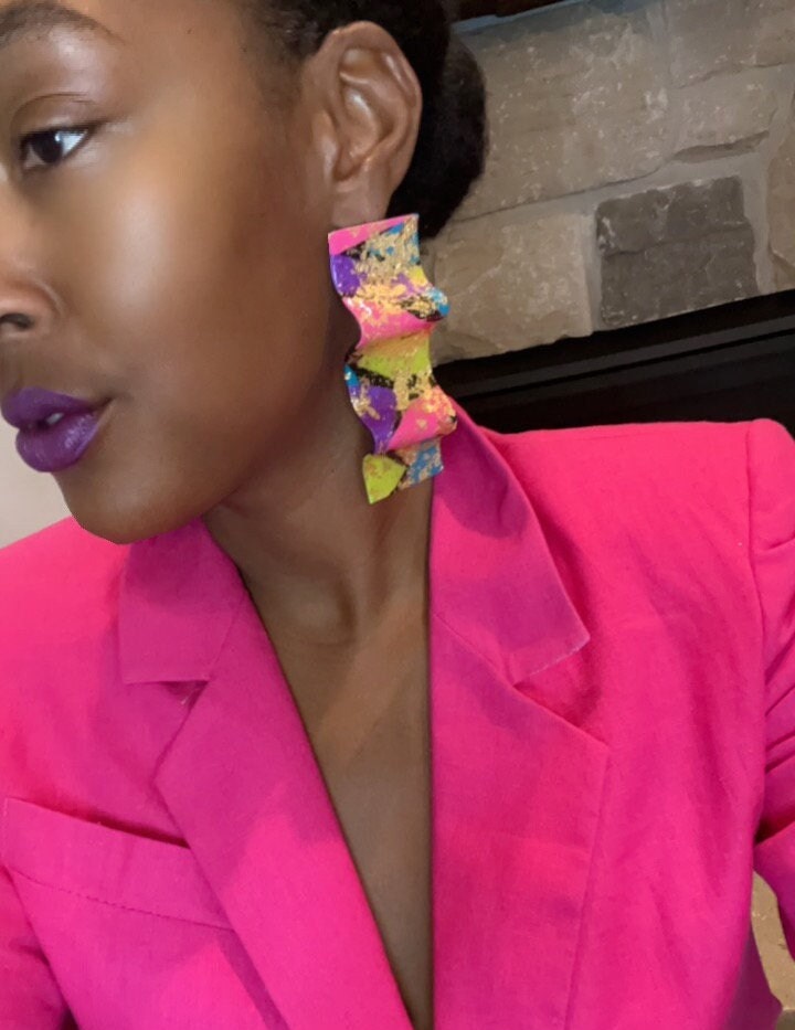 Kimberly | BRIGHT CLAY EARRINGS | Multicolor Dangle l Bold Statement Earrings l Abstract Earrings l Colorful Earrings l Nickel Free Earrings