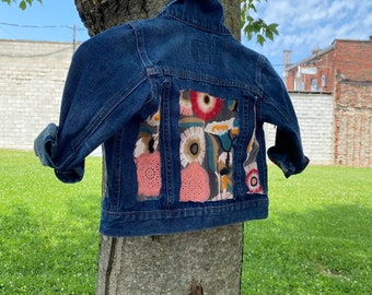 可愛い♪ ☆Juicy Couture☆ EMBROIDERED KNIT DENIM JACKET Kids 3T - Sheer Lace Floral Denim Jacket - Etsy