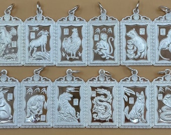 Silver Animal Pendants Chinese Zodiac