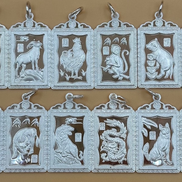 Silver Animal Pendants Chinese Zodiac