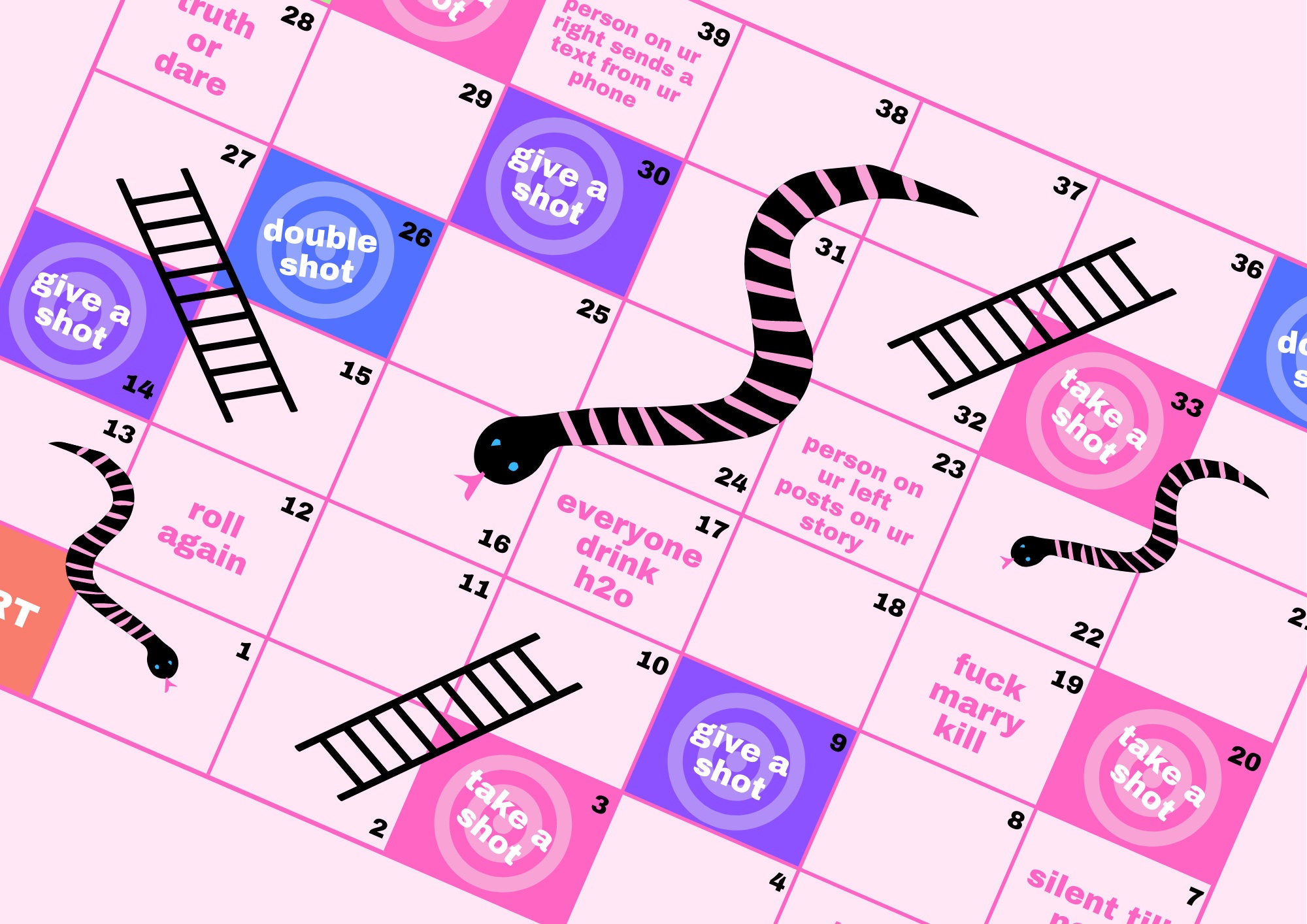 Shots and Ladders Board Game, Printable Drinking Board Game, Black Out