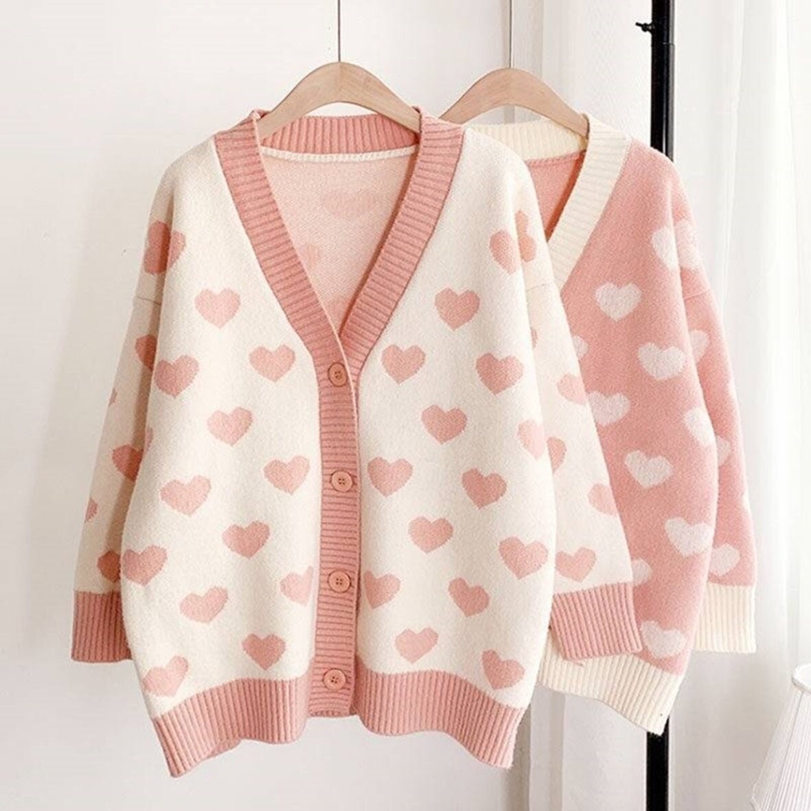 Heart Cardigan Knit Cardigan - Etsy