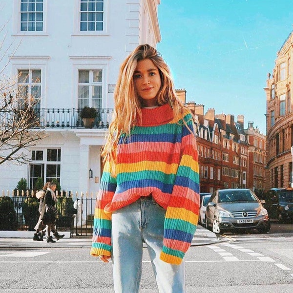 Rainbow Sweater - Etsy