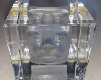 KOSTA Boda BERTIL Vallien LION Cat Viewpoints Sculpture Paperweight #68527 Rare