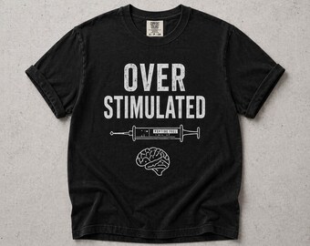 Maglietta "Iperstimolato", maglietta divertente con peptidi, maglietta umoristica da palestra, maglietta con meme fitness, maglietta biohacking, maglietta grafica unisex, idea regalo