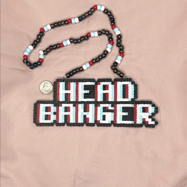 Trippy Head Banger Glitch Perler With Detachable Kandi Necklace