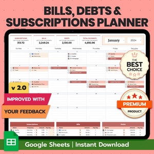 Bill Tracker Google Sheets Template | Monthly Budget Planner | Financial Organizer