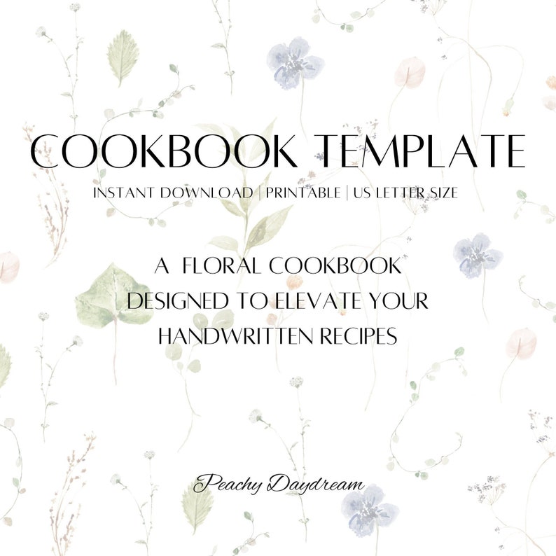 Printable Cookbook Template - Peachy Daydream - Etsy