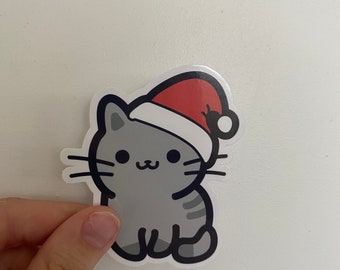 Gray Holiday Cat Sticker