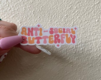 Anti Social Butterfly Sticker