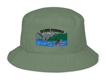 Embroidered Fishing Bucket Hat, Gone Fishing Bucket Hat, Fly Fishing Bucket Hat, Camping Bucket Hat, Hiking Bucket Hat