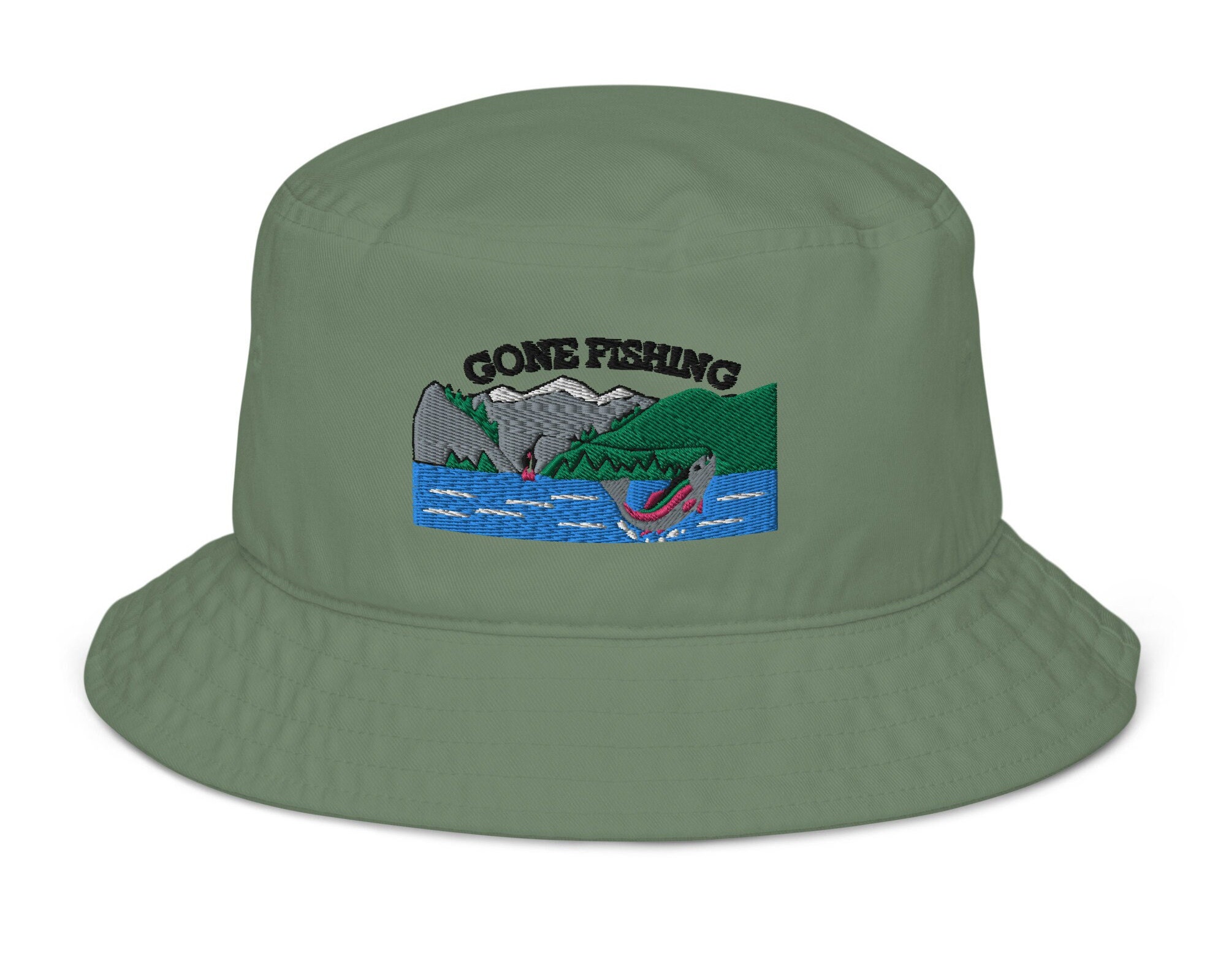 Embroidered Fishing Bucket Hat, Gone Fishing Bucket Hat, Fly Fishing Bucket  Hat, Camping Bucket Hat, Hiking Bucket Hat 