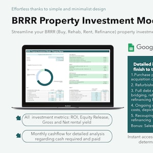 Modelo de inversión inmobiliaria BRRR: Plantilla de Hojas de Cálculo de Google para comprar, renovar, alquilar y refinanciar