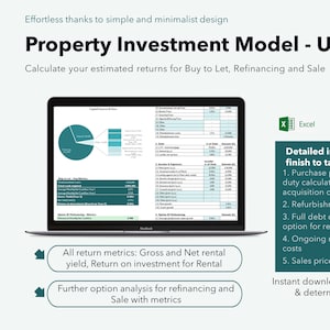 UK PROPERTY INVESTMENT Template, Digital Downloadable Residential Investment Model Spreadsheet, Buy to Let