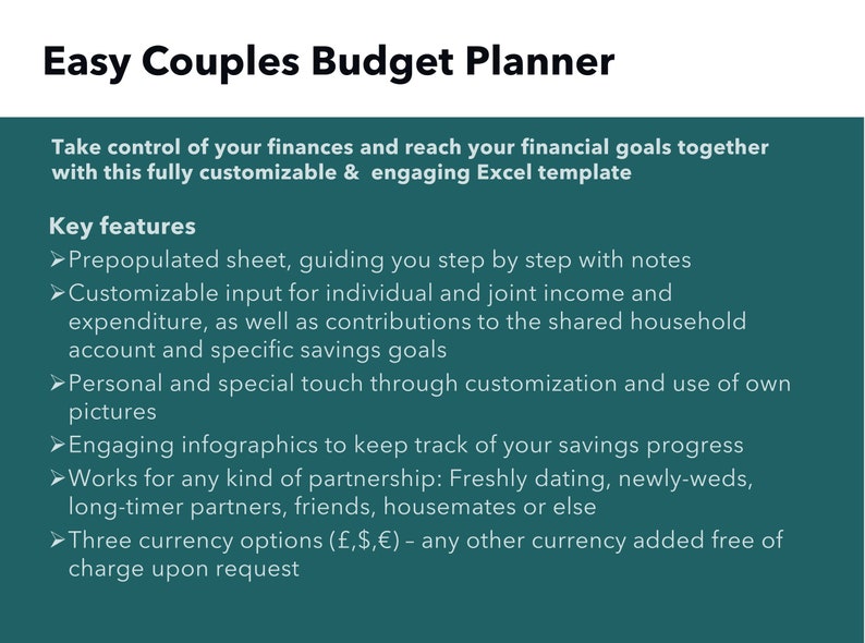 Financial Planner, COUPLES BUDGET Excel Template, Expense Tracker