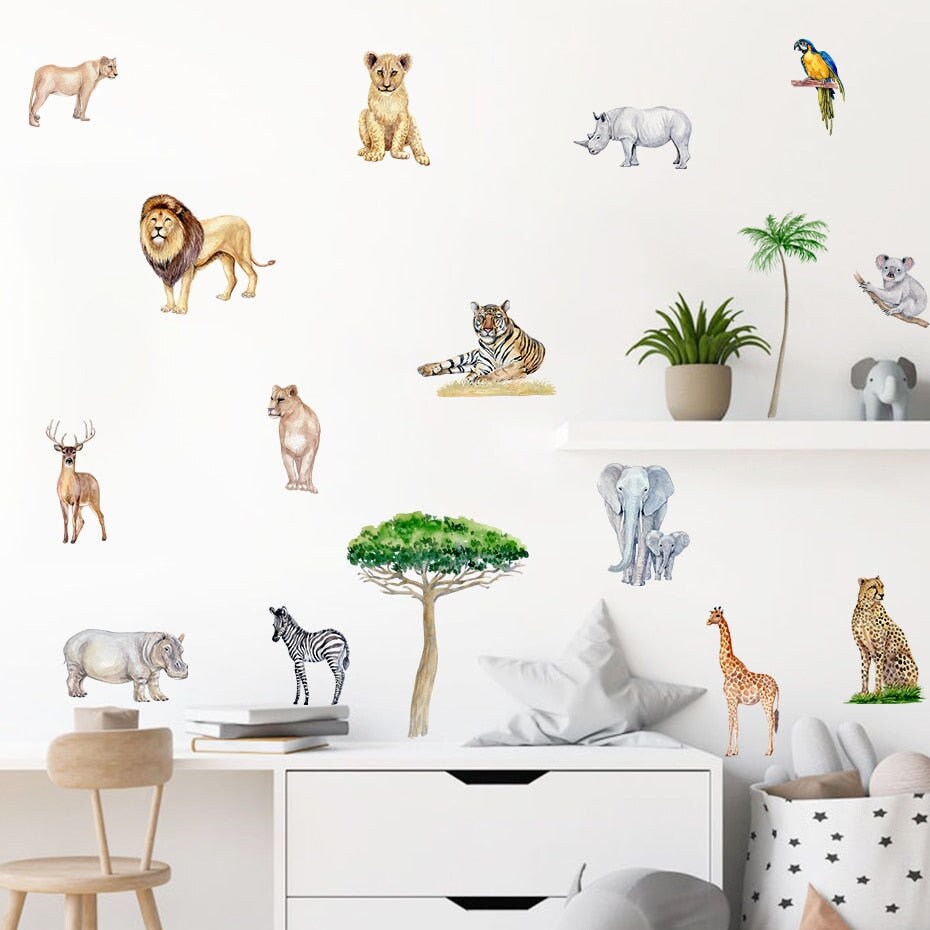 African Safari Wall Decal Animal Nursery, Bedroom and Playroom Wall ...