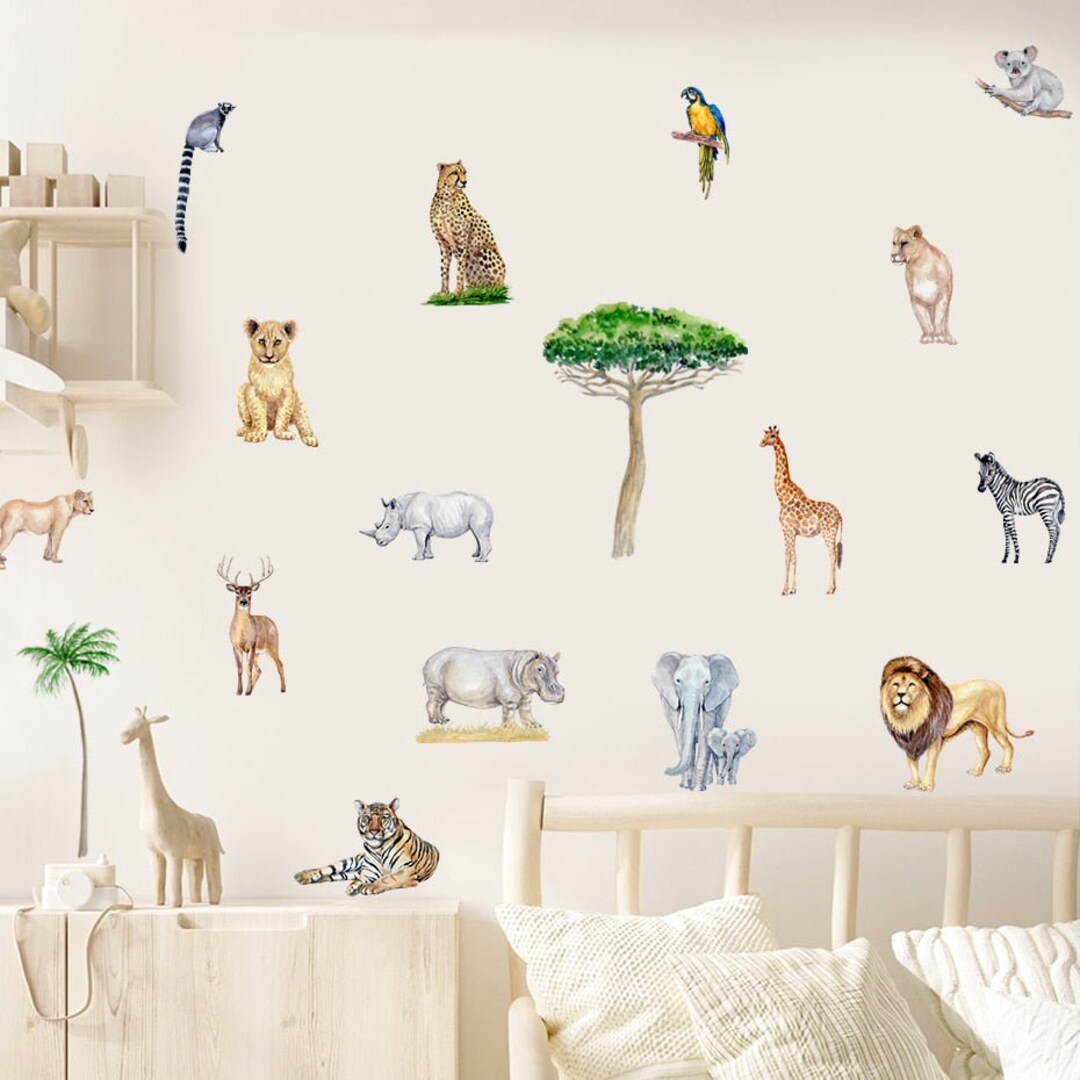 African Safari Wall Decal Animal Nursery, Bedroom and Playroom Wall ...