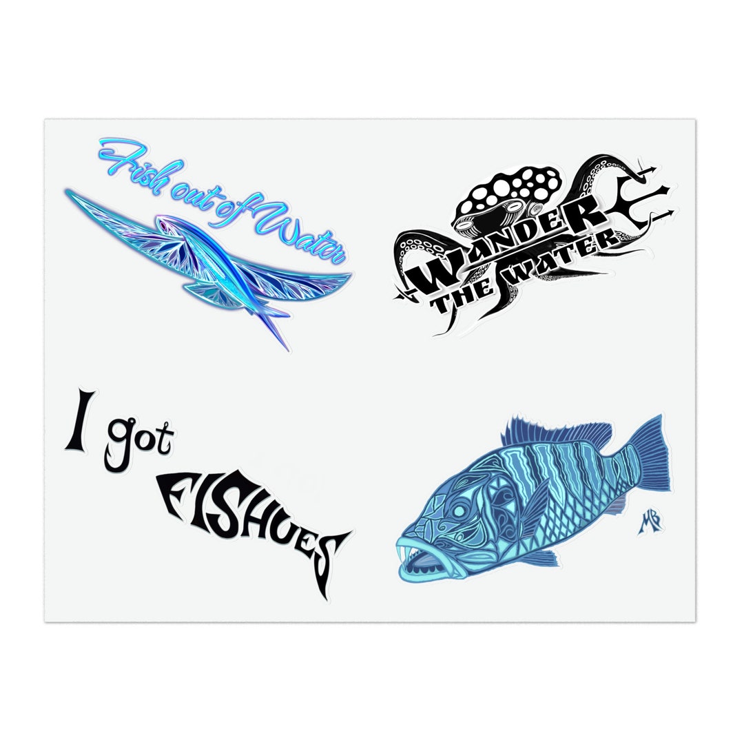 Snapper Octopus Graphics Fish Out of Water Sticker Sheet: Cubera Snapper, Octopus, Fishues - Etsy