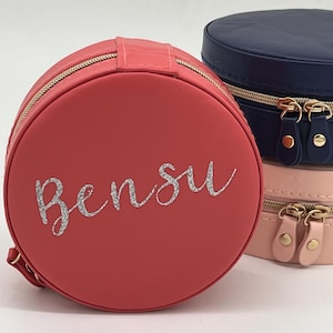 Portable Round Jewellery Box with Mirror