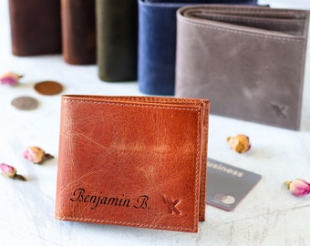 Custom Engraved Leather Wallets: Personalized Gifts for Men, Him, Dad, and Groomsmen Gift , Leather Purse