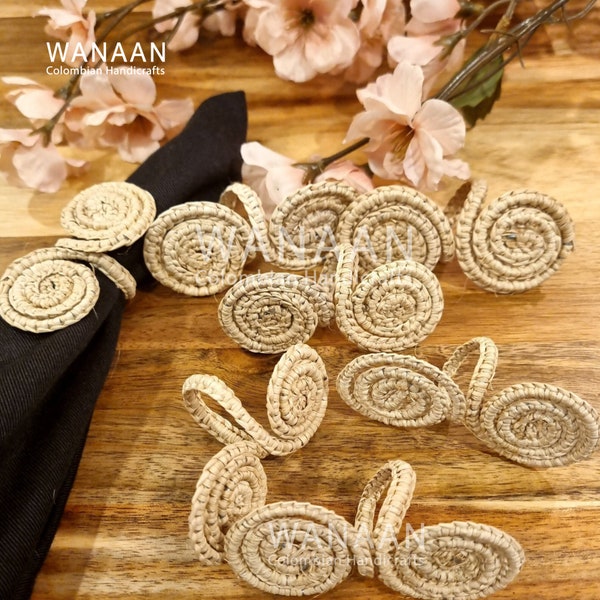 Sea Napkin Ring, Iraca Straw Napkin Ring, Handmade Napkin Ring from Colombia - Set of 4 OR 6 Napkin Rings