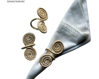 Sea Napkin holder - Iraca Straw Napkin Ring, Handmade Colombian Table Decor